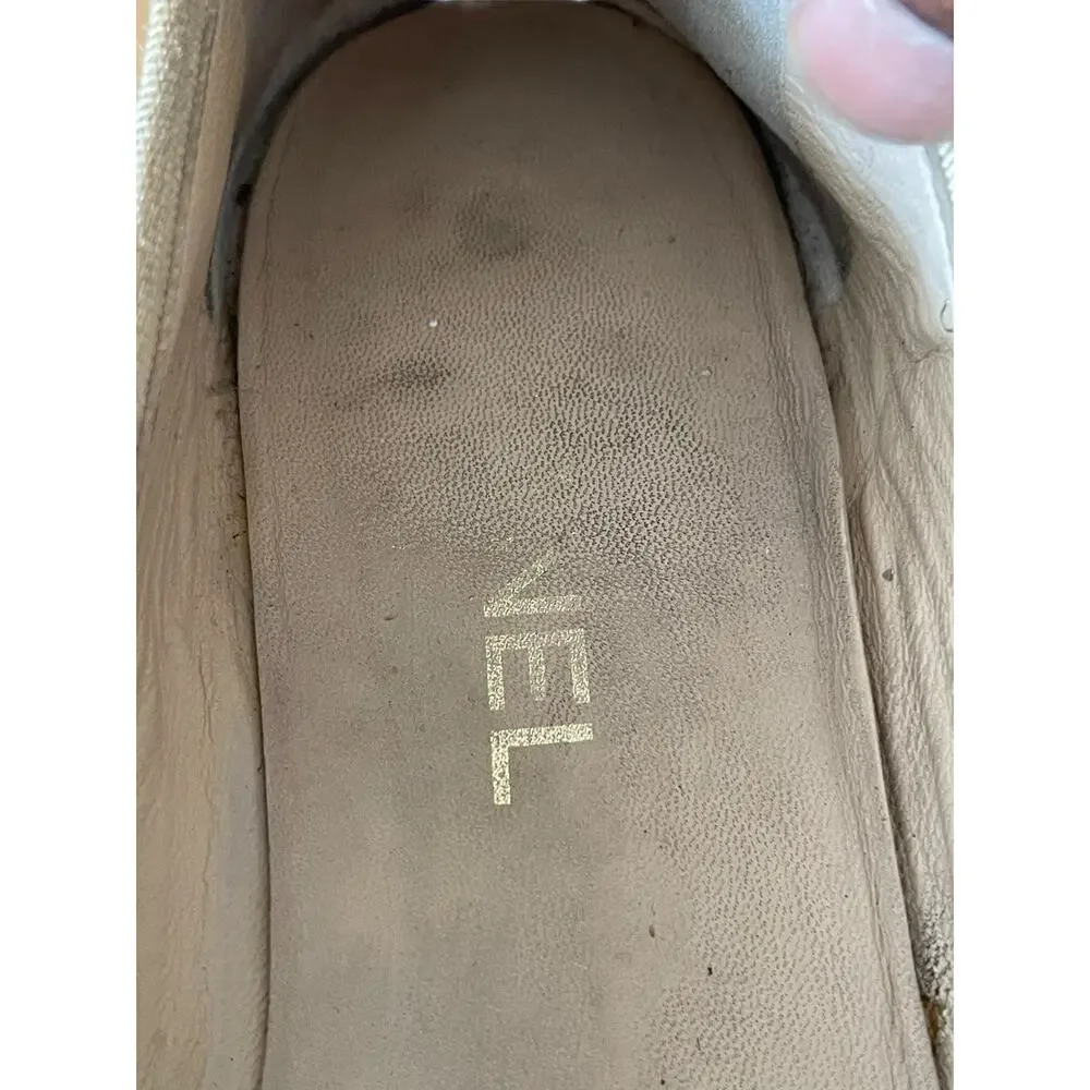 CHANEL Beige Black Cap Toe Lambskin Ballet Flats Shoes SZ 38.5